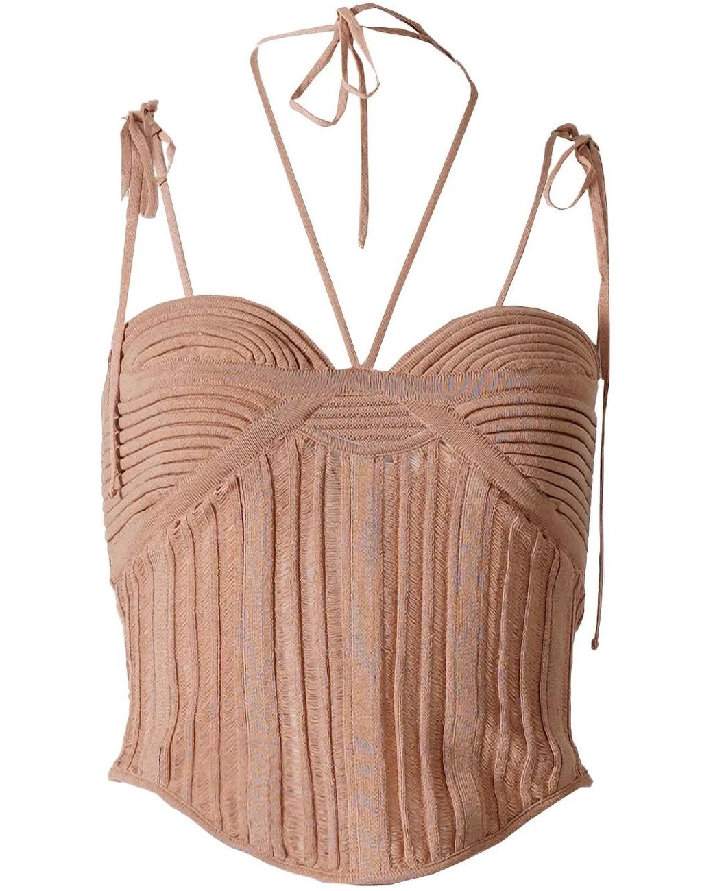 ANDREADAMO Brown Cut-Out Tank Top