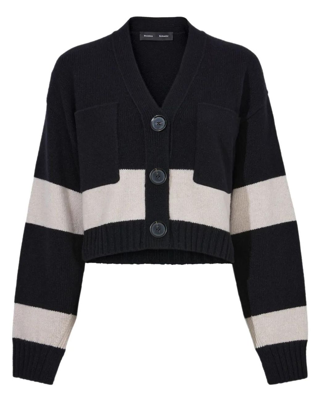 Proenza Schouler Black Sofia Striped Wool-Blend Cardigan