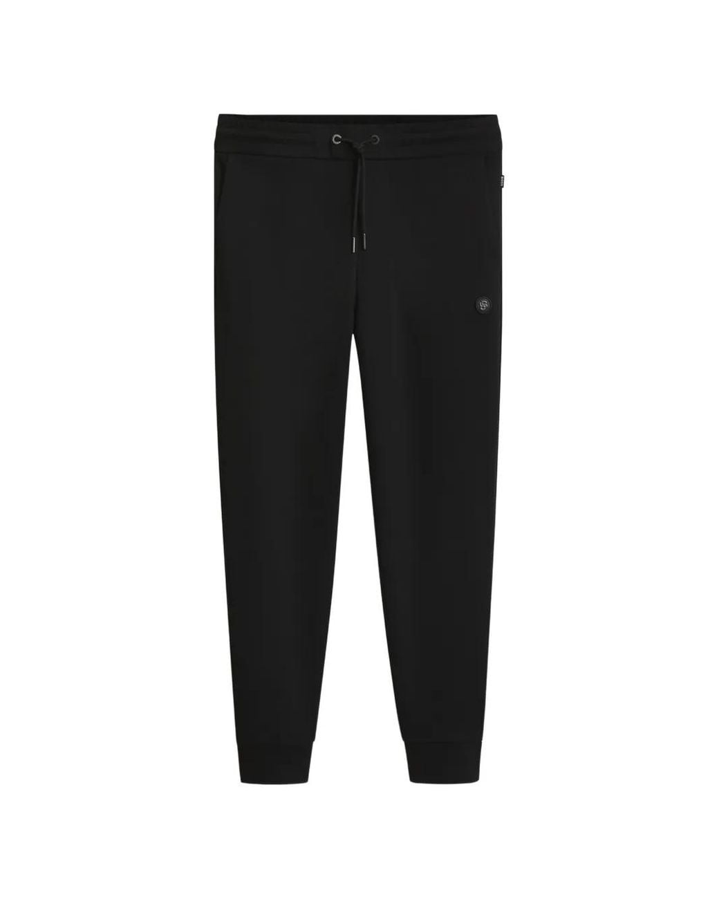 Boss Black Cotton-Blend Track Trousers With Double B Monogram Badge for men