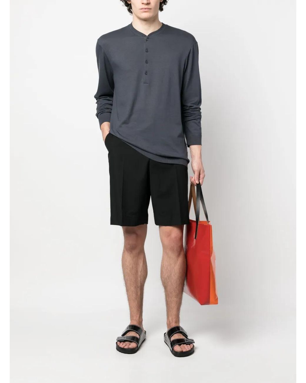 Orlebar Brown Blue Plain Short-Button Jersey for men