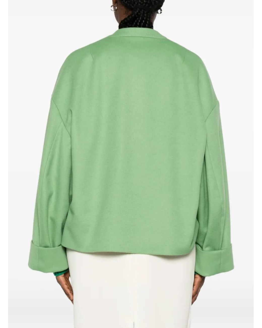 Alberto Biani Green Buttoned Cropped Jacket