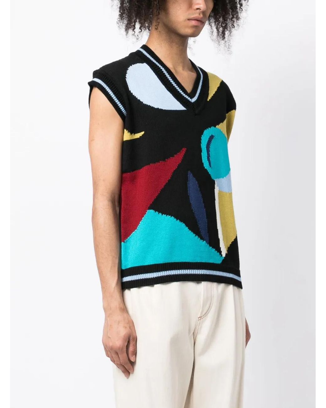 BETHANY WILLIAMS Blue Graphic-Print Sleeveless Vest for men