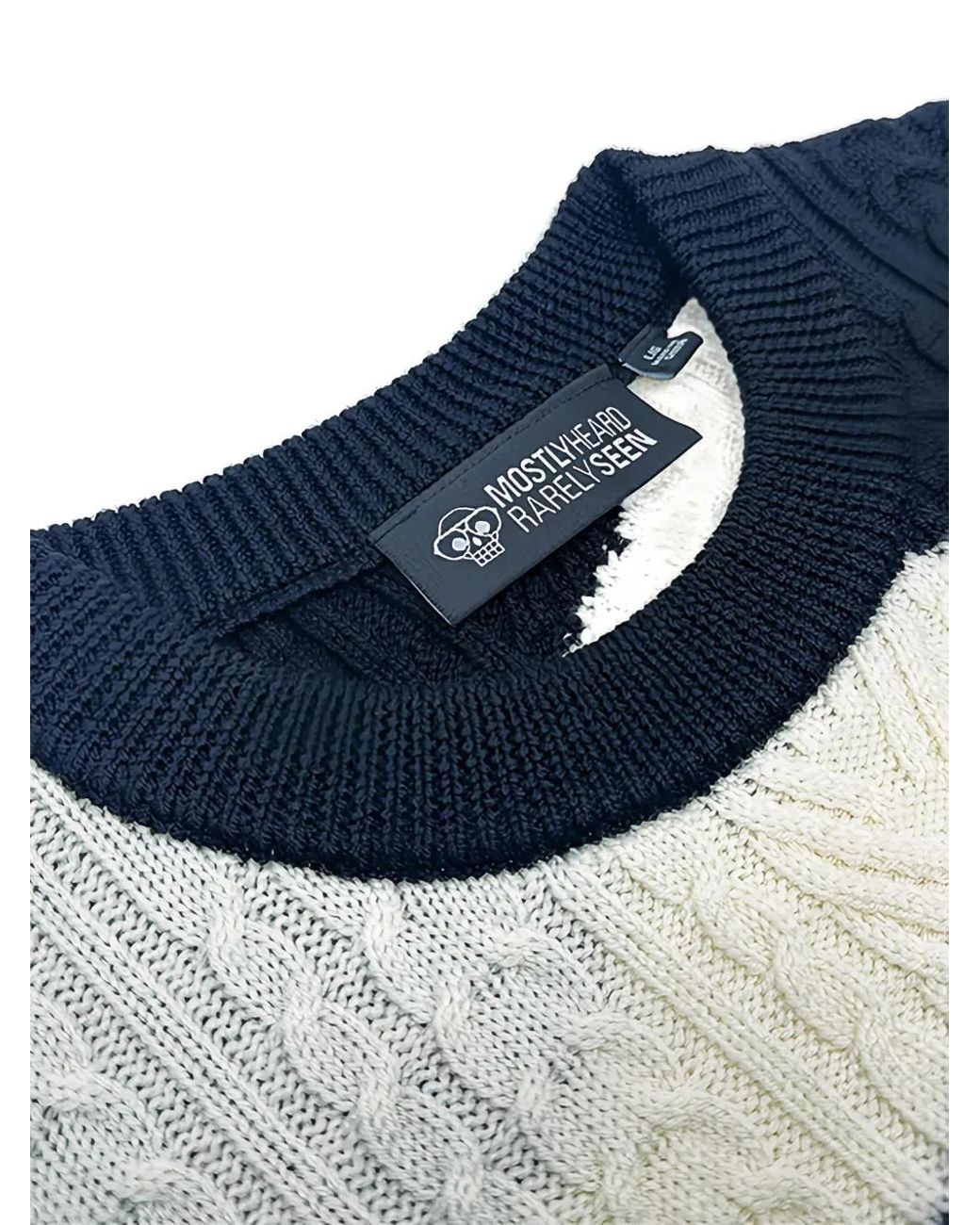 Mostly Heard Rarely Seen Blue Cable Knit Sweater for men