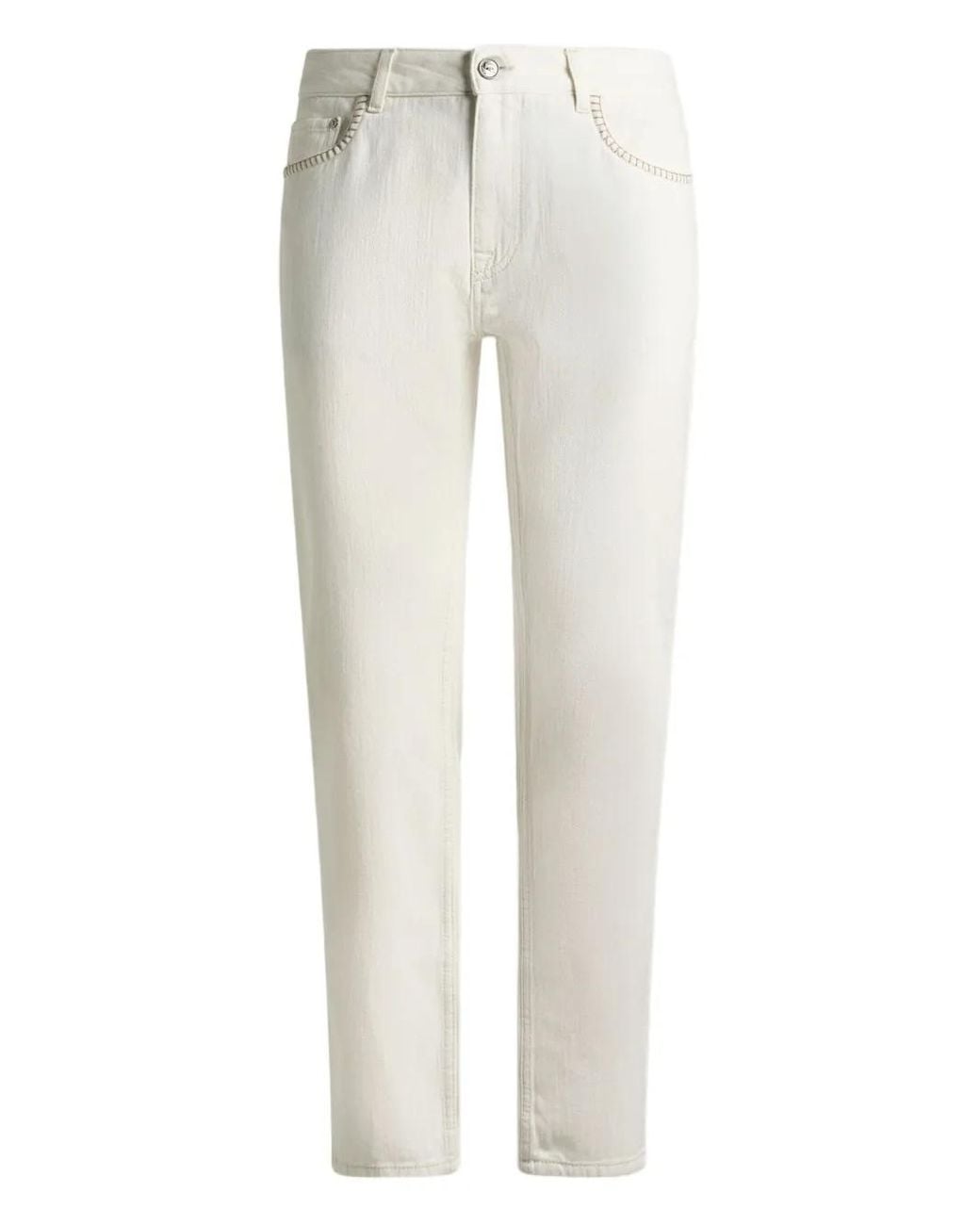 Etro White Stitched-Pocket Jeans for men