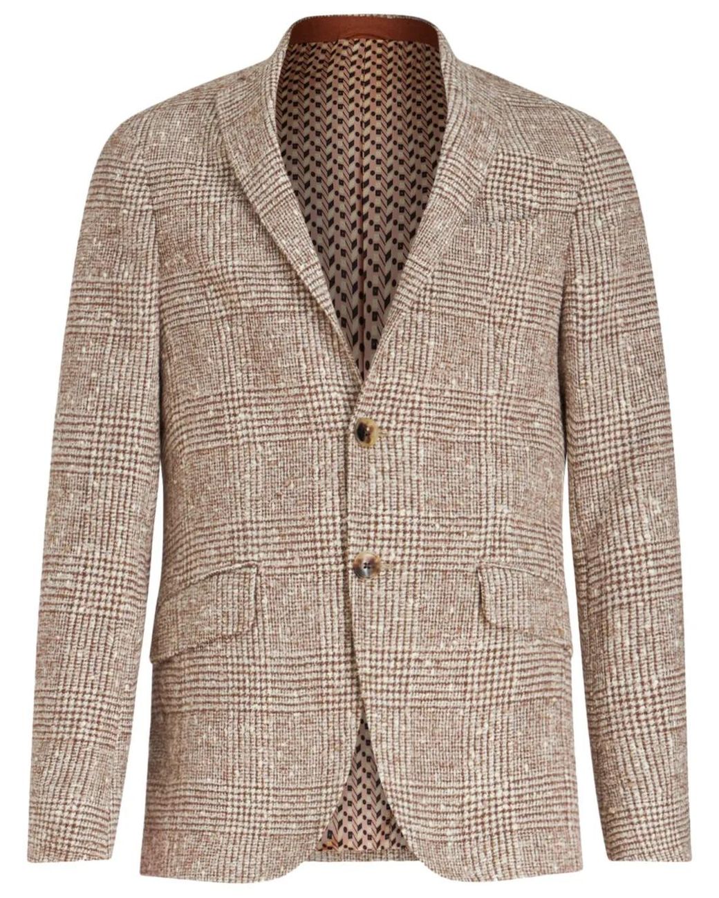 Etro Brown Plaid-Check Pattern Blazer for men