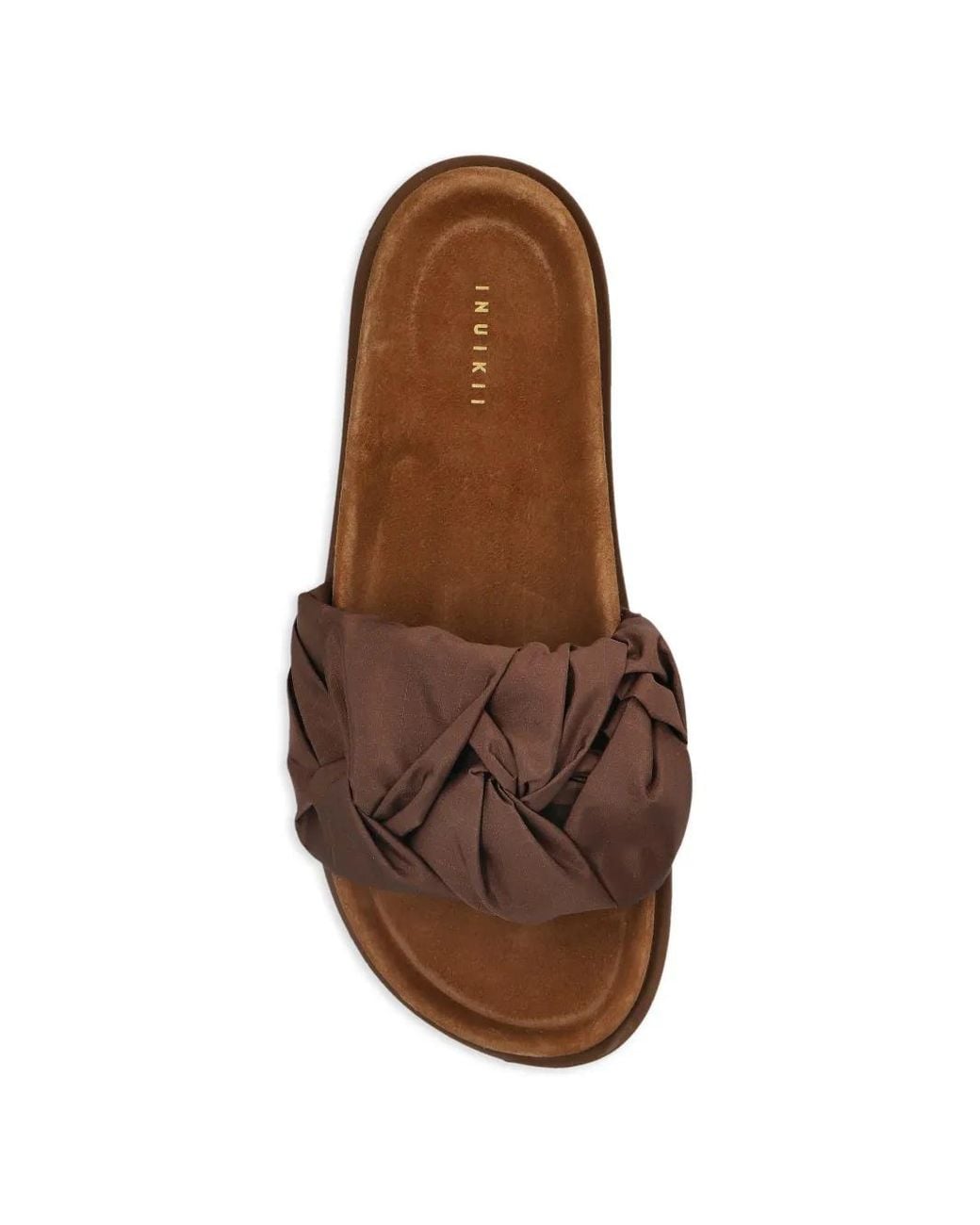 Inuikii Brown Ruched Flat Sandals