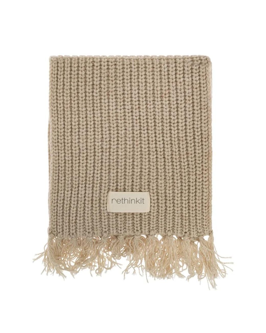 Rethinkit Studios Natural Chamonix Rippstrickschal Mit Fransen