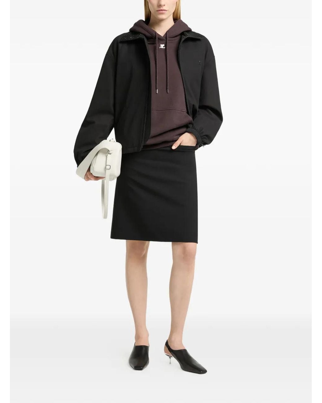 Courreges Black Veste Bomber À Col En Vinyle