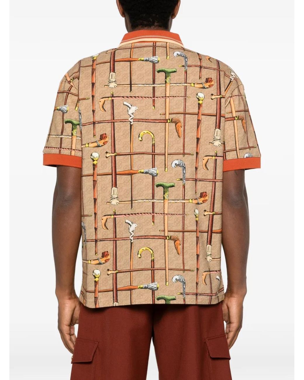 Drole de Monsieur Brown Cannes-Print Polo Shirt for men