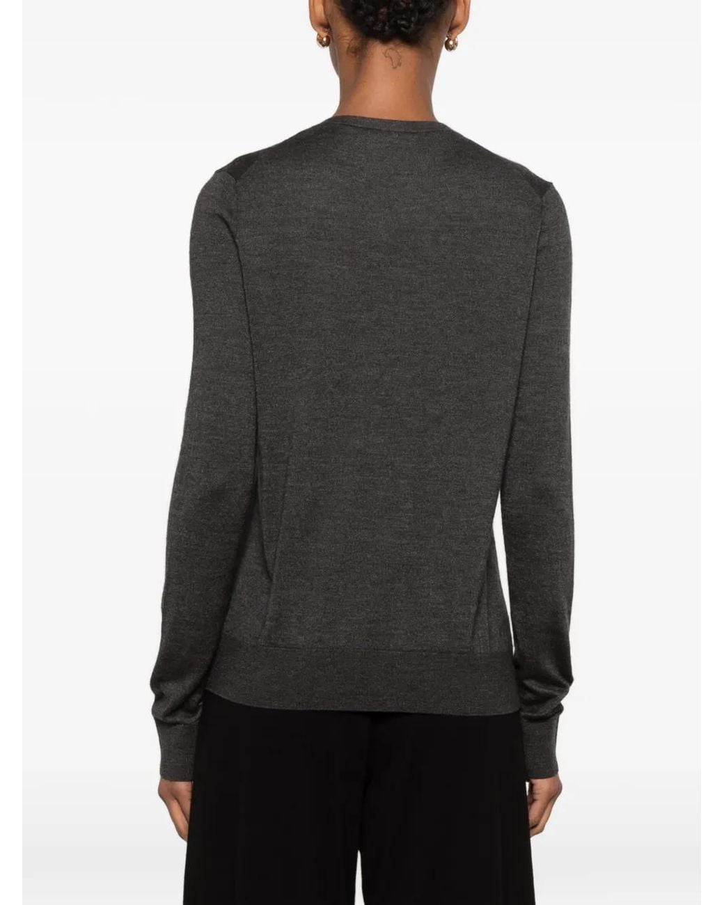 The Row Gray Ondre V-Neck Long-Sleeve Sweater