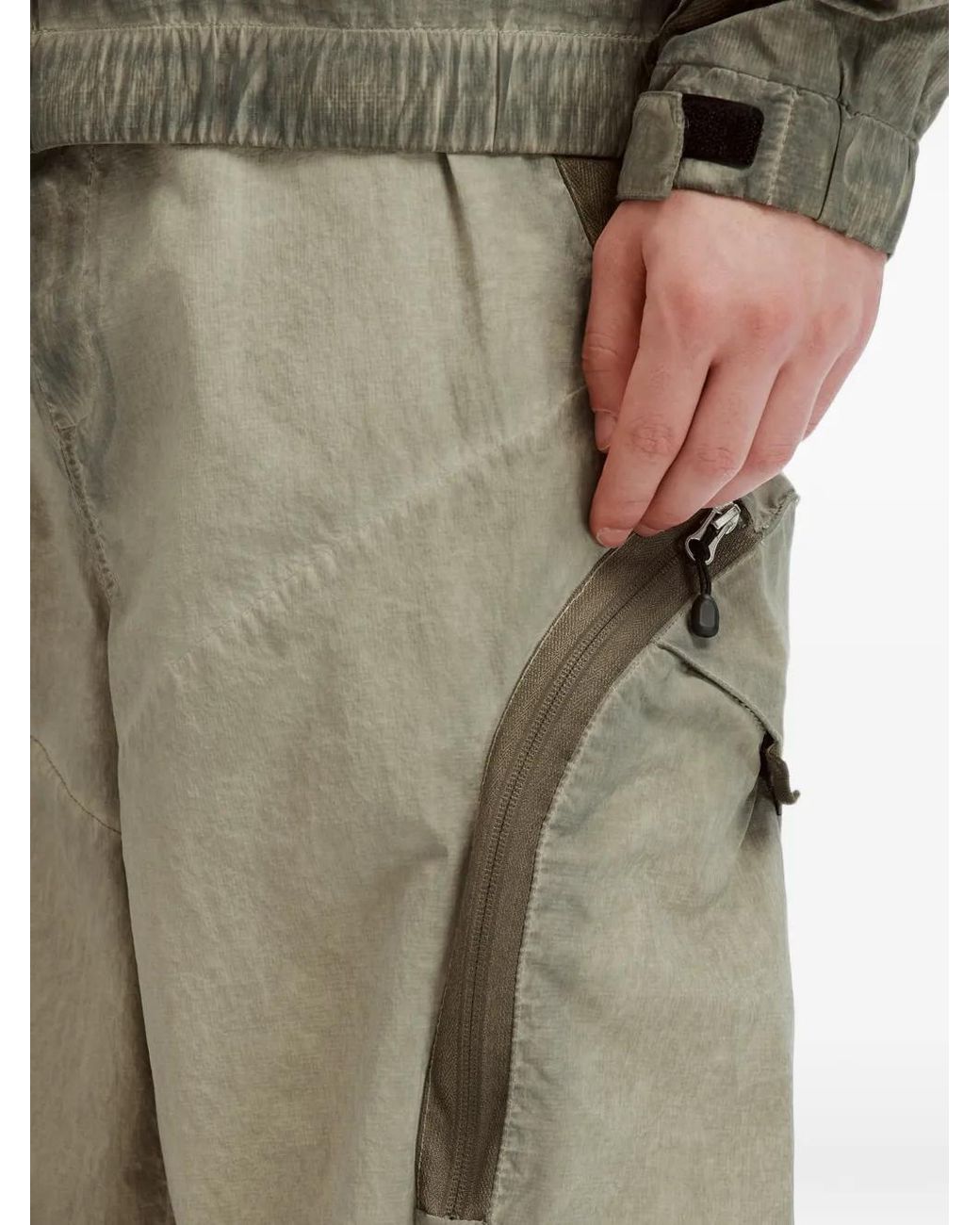 FIVE CM Green Panelled Cargo Pants for men