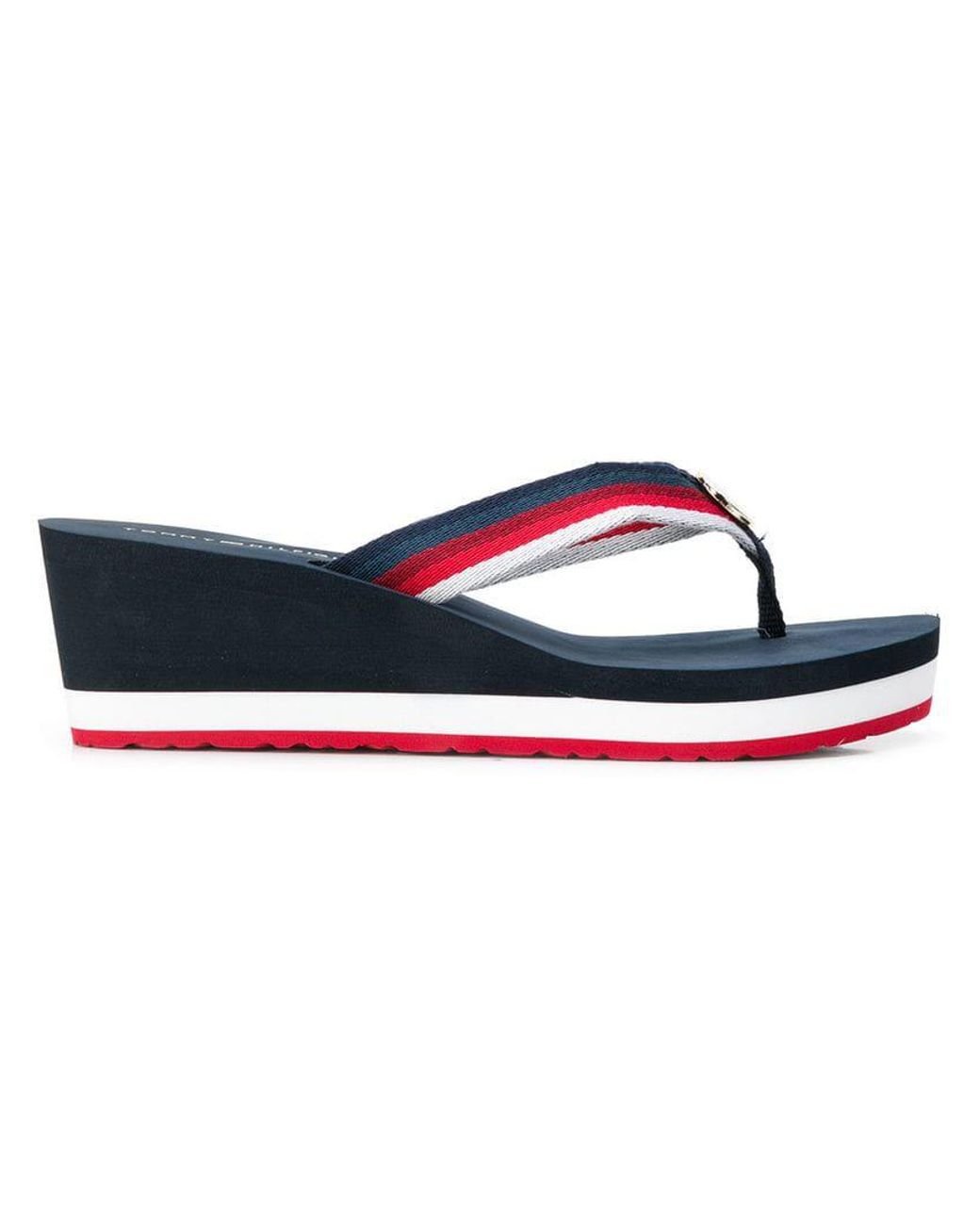 Gør det godt Mediate Duke Tommy Hilfiger Wedge Platform Flip Flops in Blue | Lyst