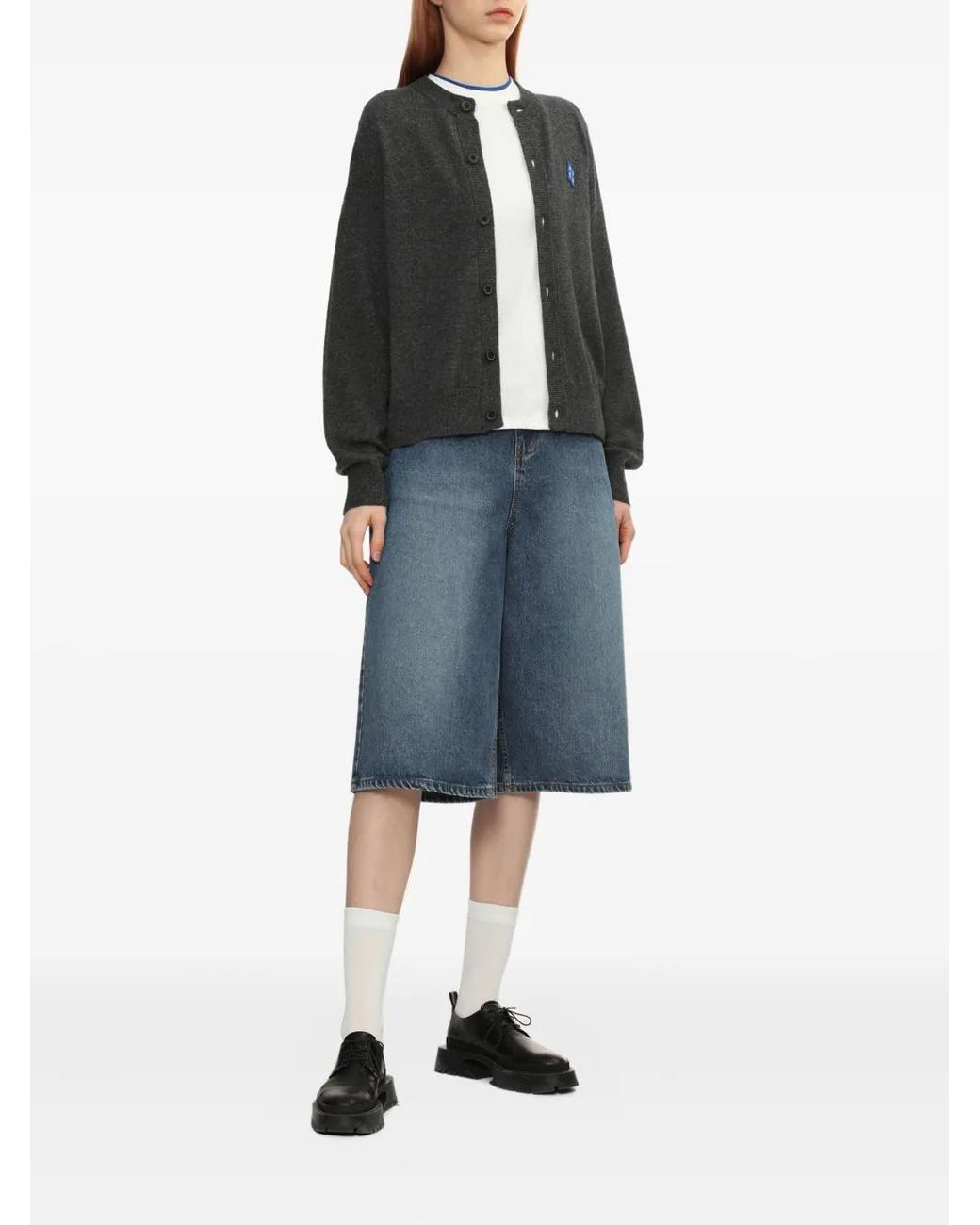 Adererror Gray Sig; Bl Tag Logo-Patch Button Cardigan
