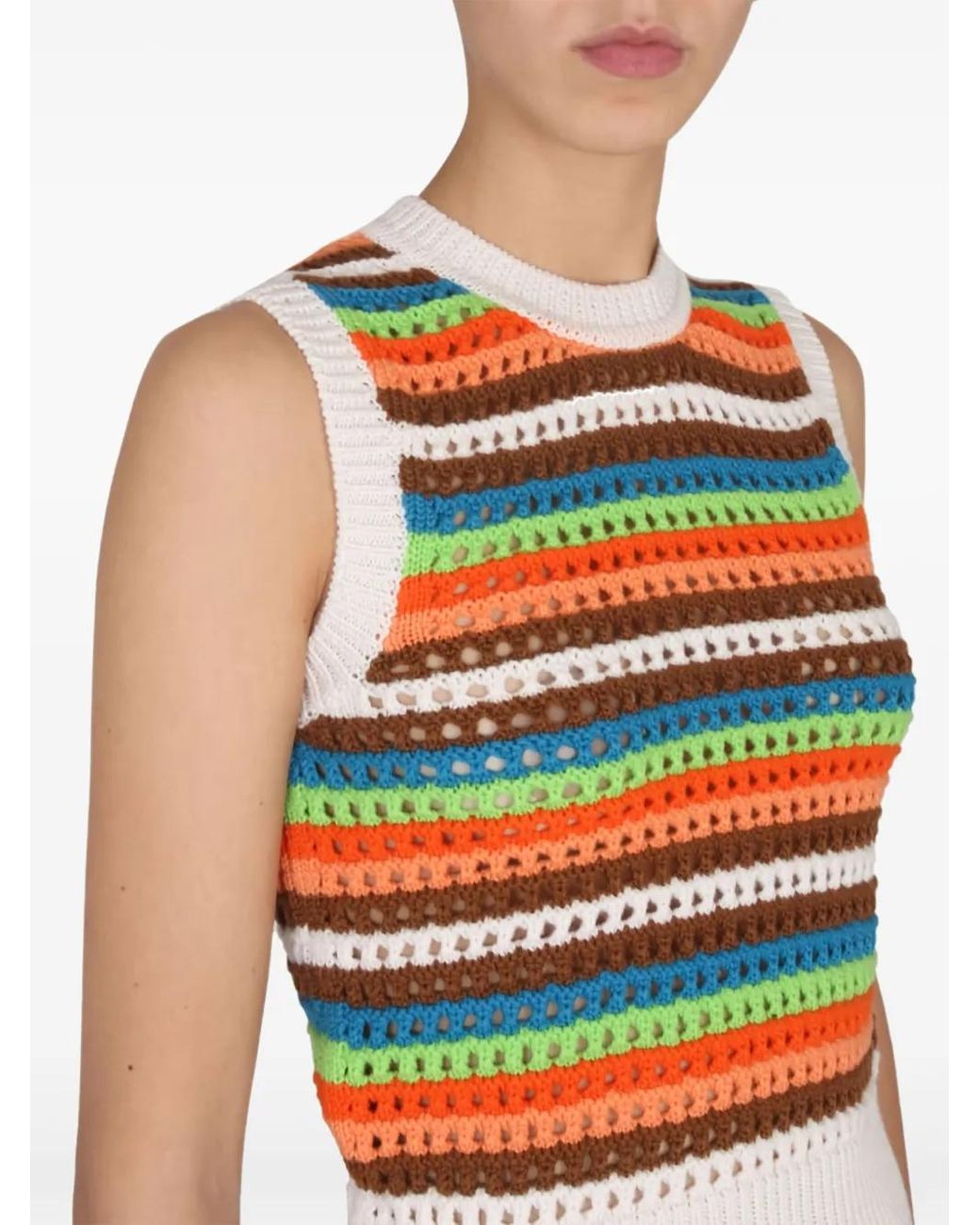 Department 5 Orange Striped Crochet Top