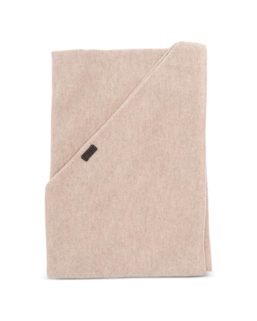 Brunello Cucinelli Natural Monili-Embellished Cashmere Scarf