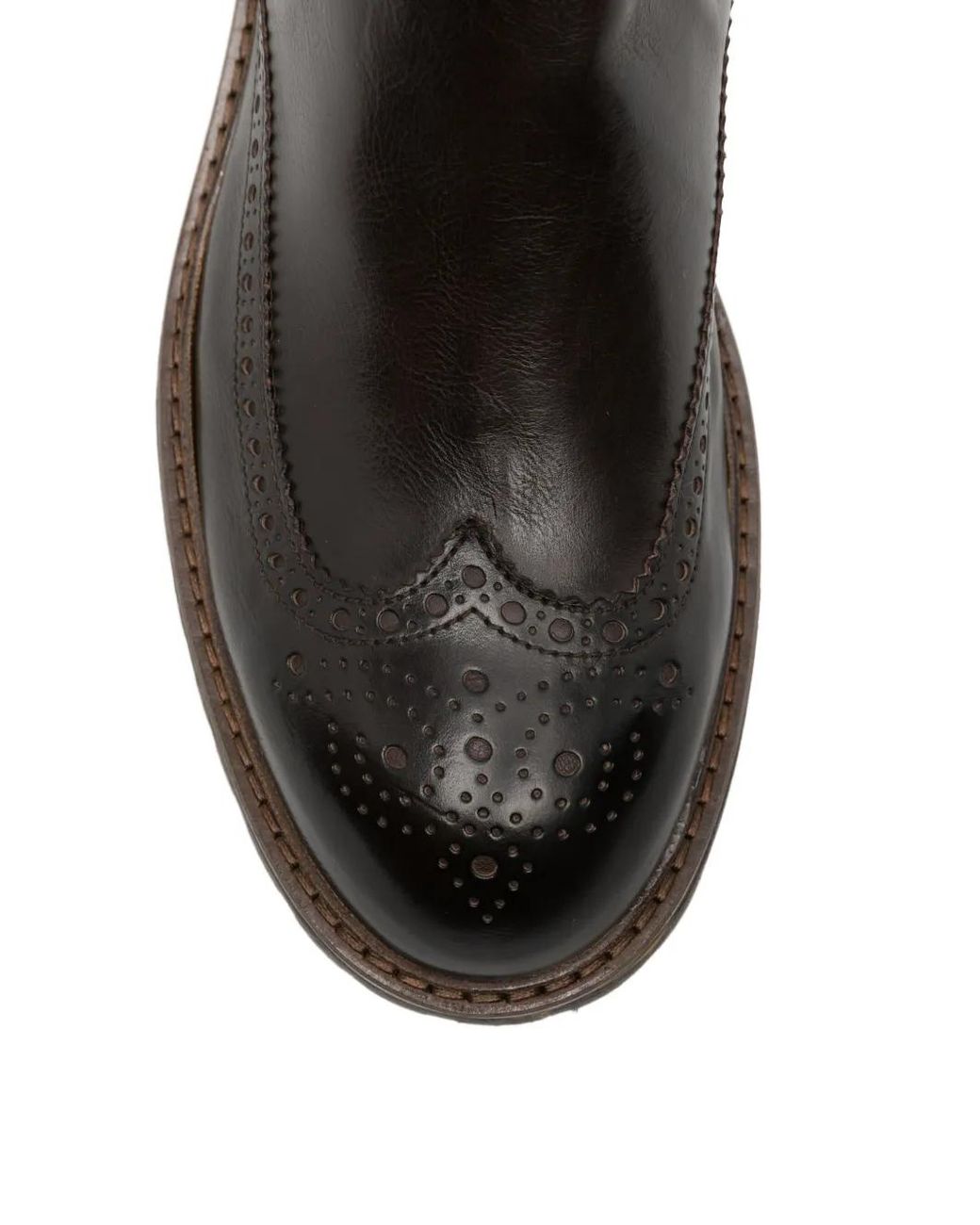 Eleventy Black Brogue Leather Chelsea Boots for men