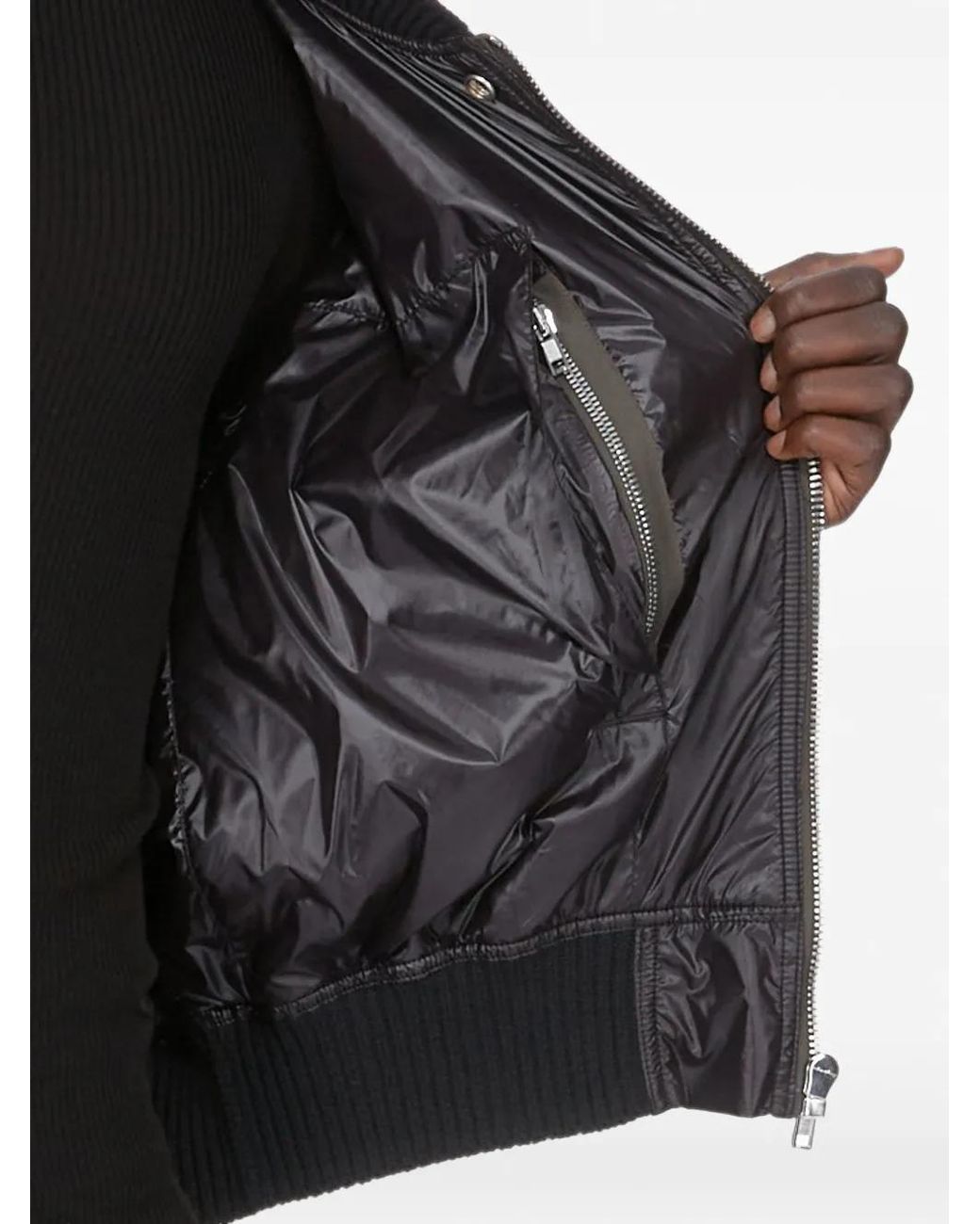 Rick Owens Black "Secchia Flight" Bomber Padded Jacket for men