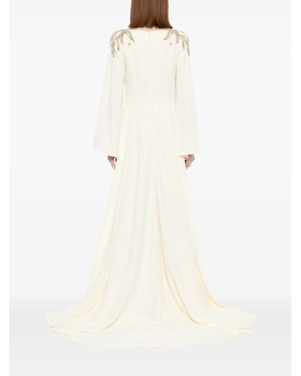 Saiid Kobeisy White Embellished Crepe Kaftan