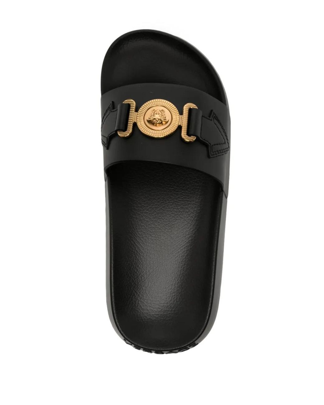 Versace Black Medusa-Plaque Embellished Slides