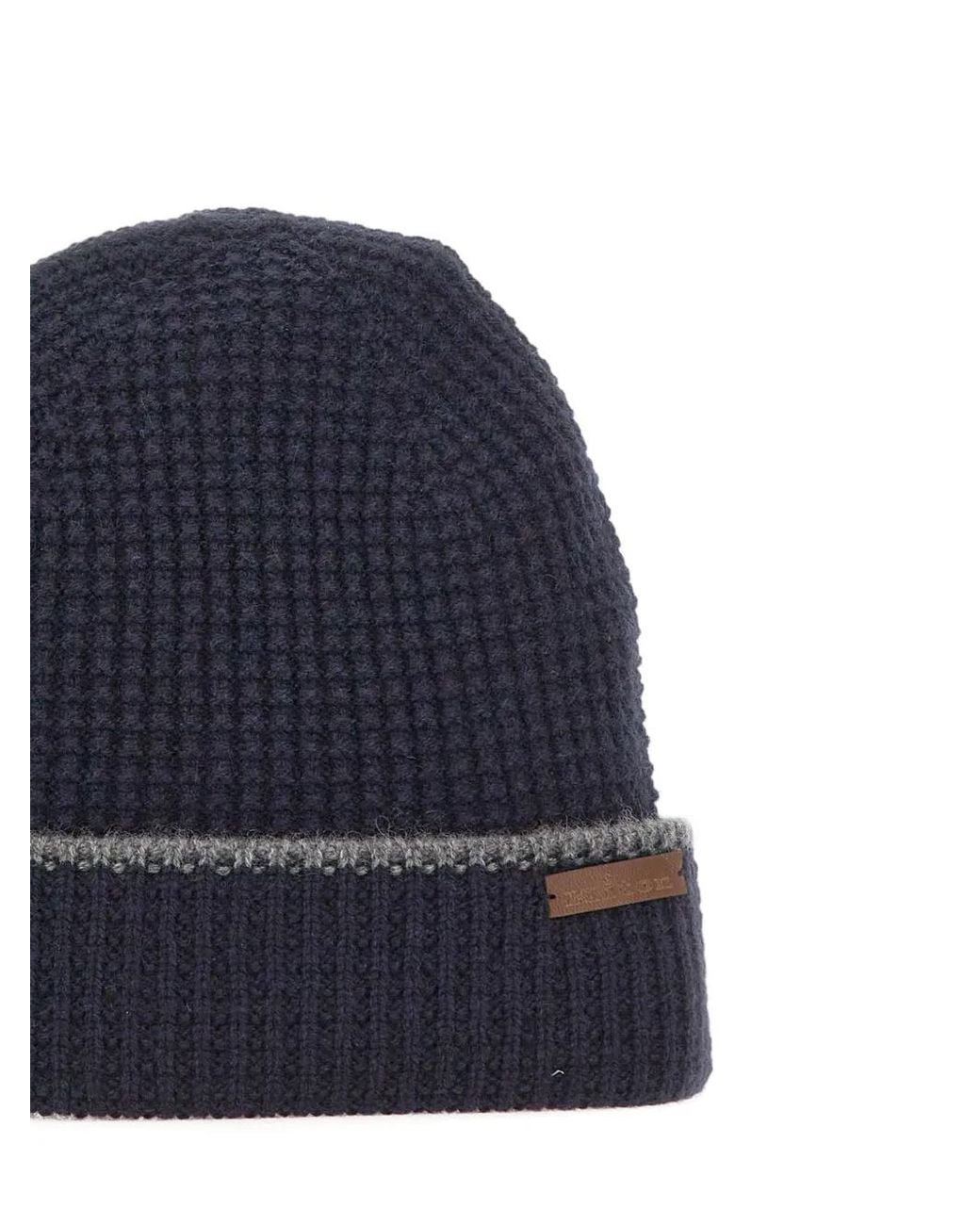 Kiton Blue Logo-Tag Beanie Hat for men