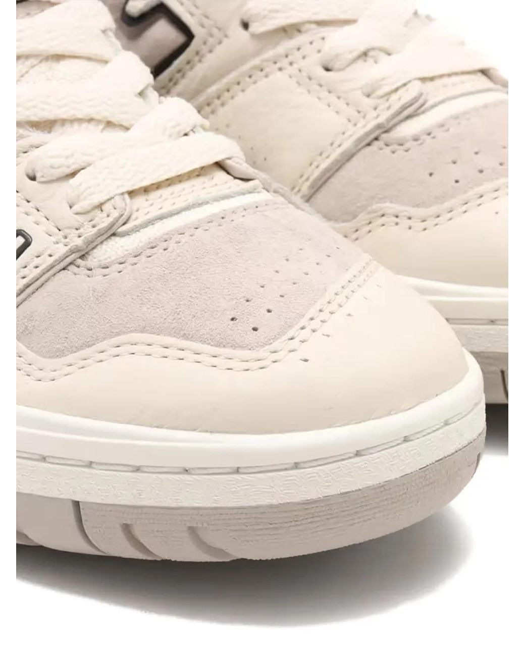 New Balance White 550 Lace-Up Leather Sneakers