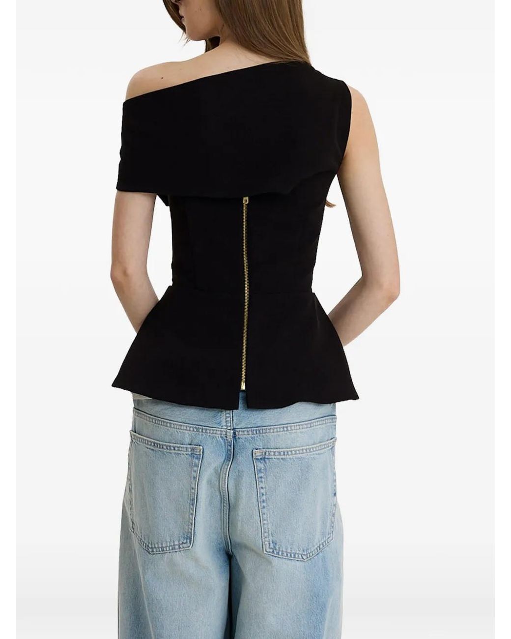 MOOS STUDIO Black Edit Off-Shoulder Peplum Top