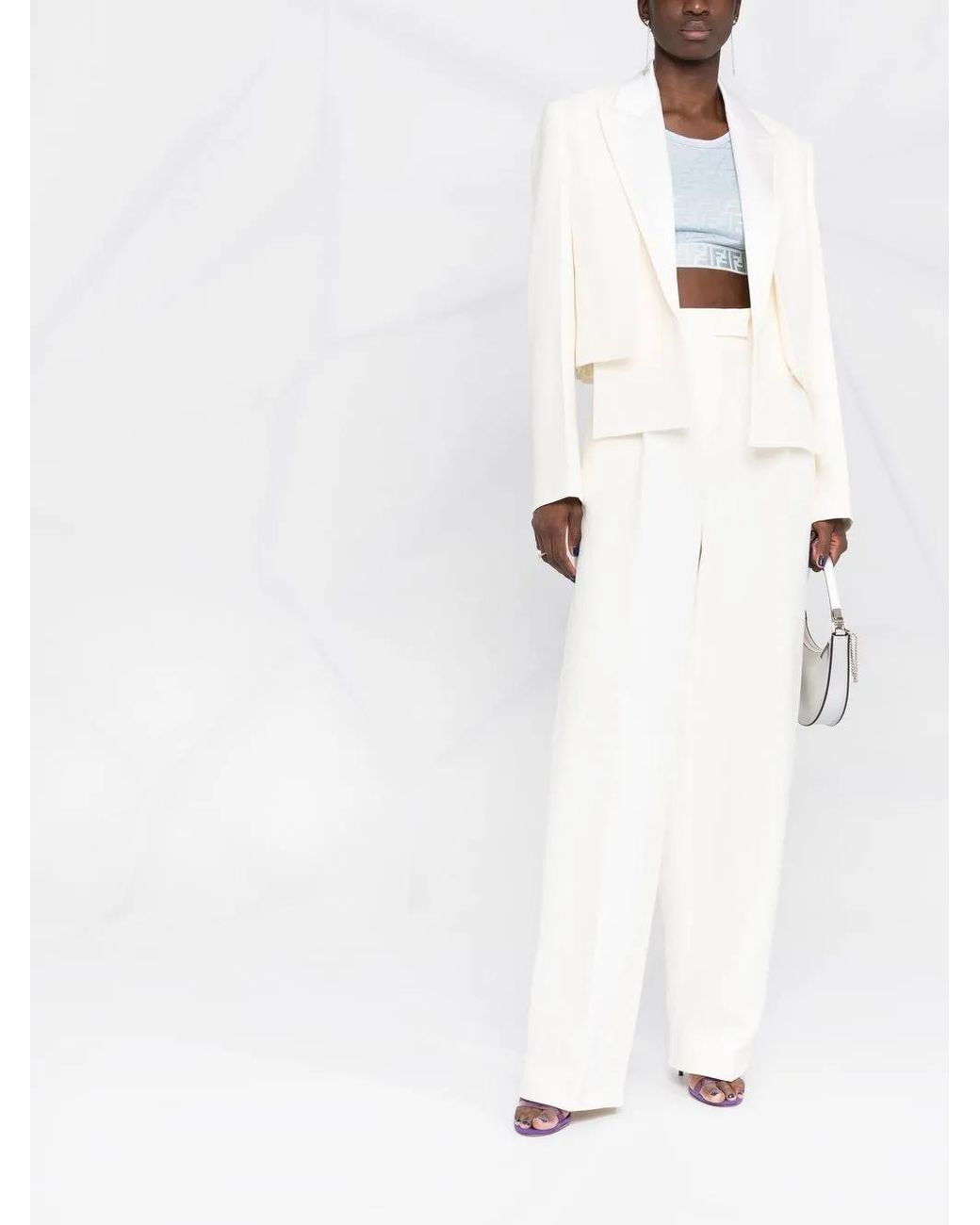 Fendi White Straight-Leg High-Waisted Trousers