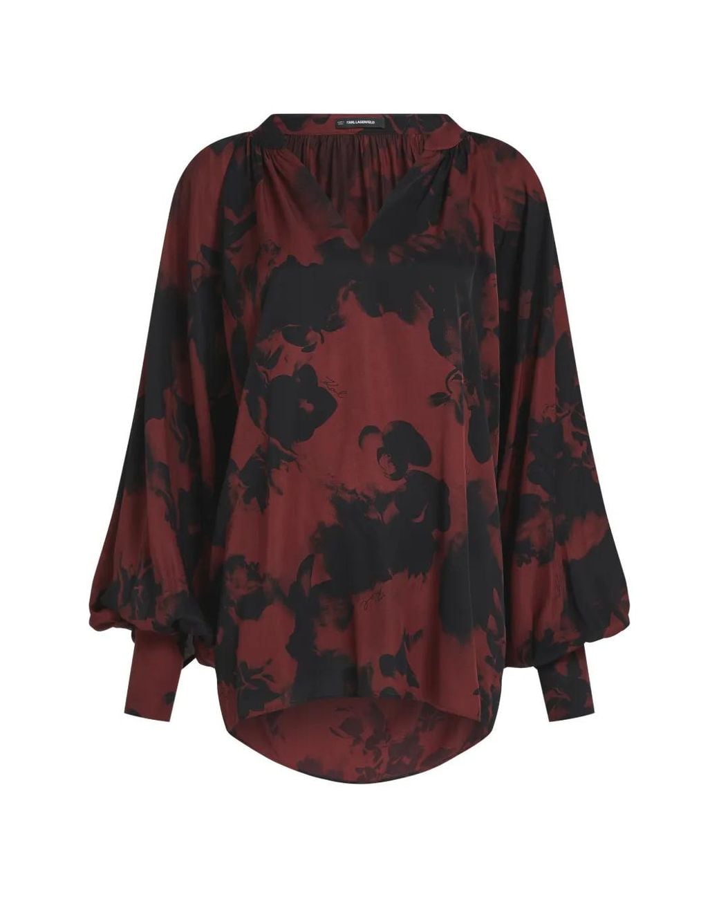 Karl Lagerfeld Purple Floral-Print Voluminous Blouse