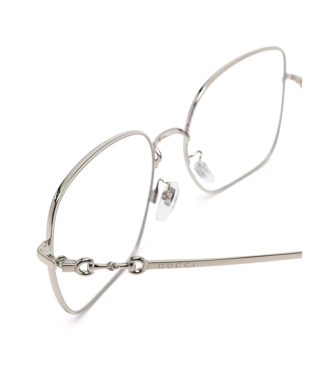 Gucci Metallic Horsebit Square-Frame Glasses