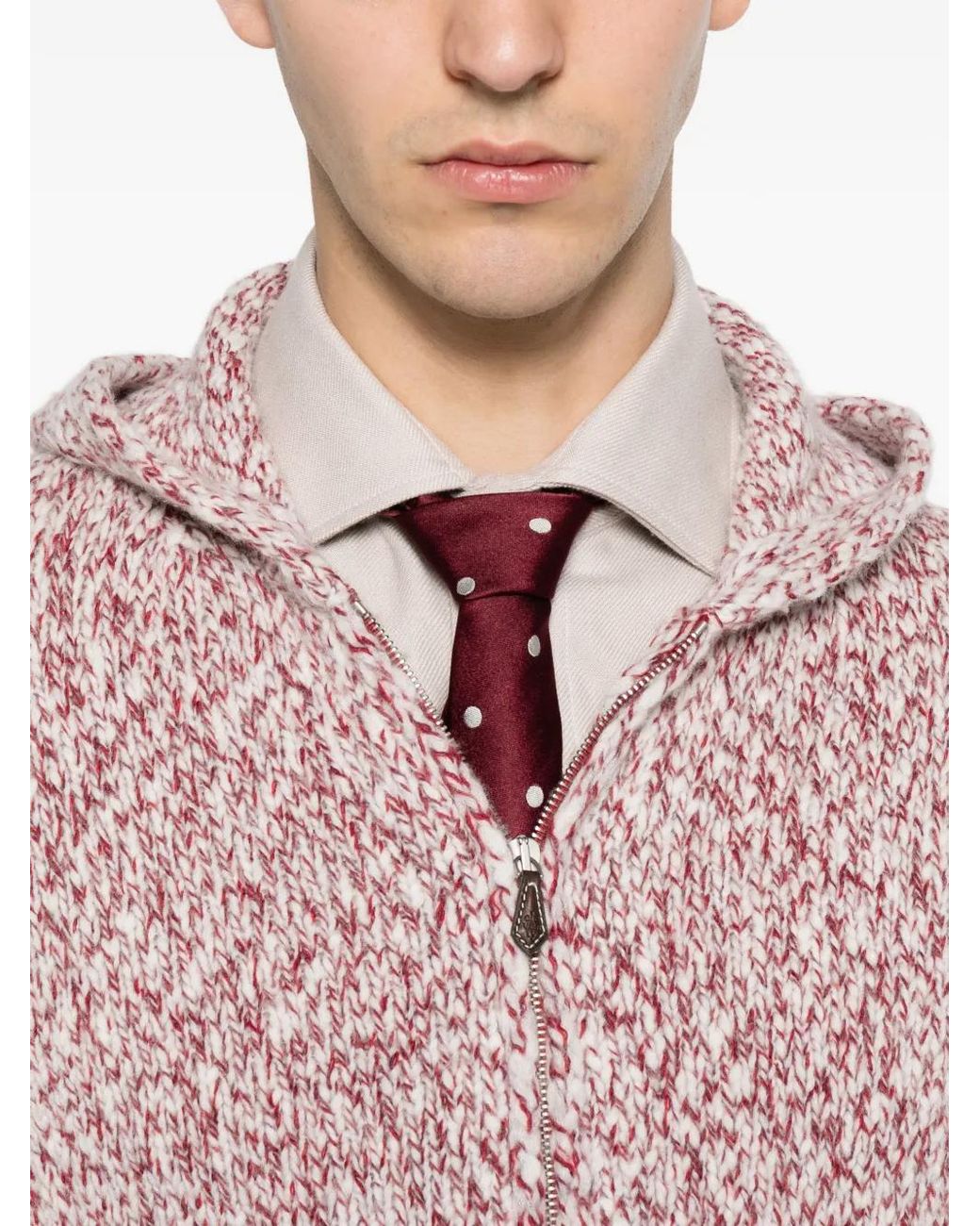 Eleventy Pink Zip-Up Hood Cardigan for men