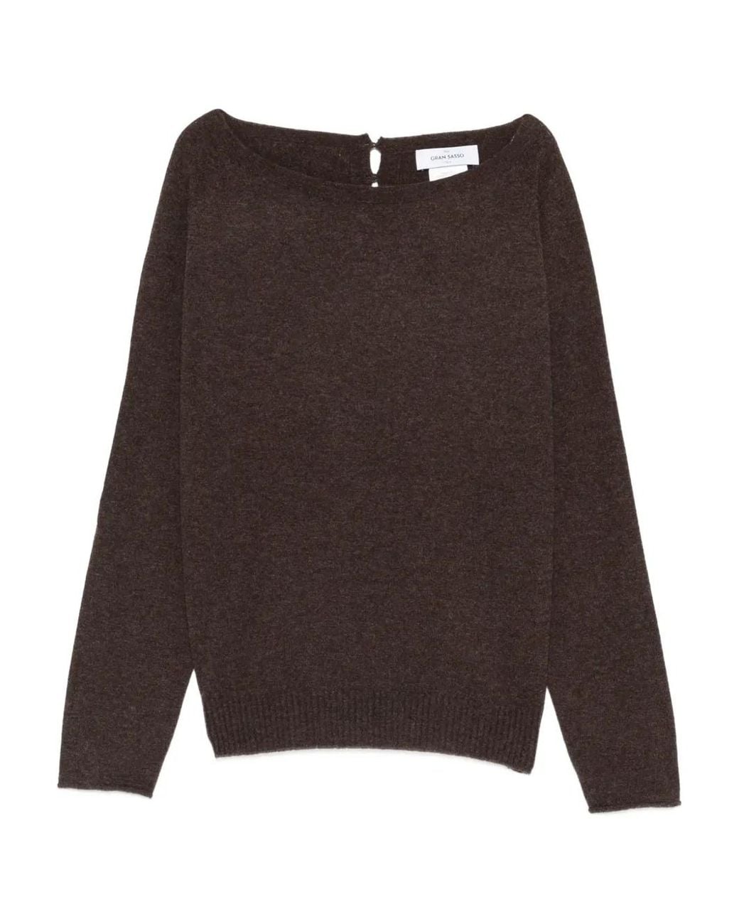 Gran Sasso Brown Boat-Neck Top