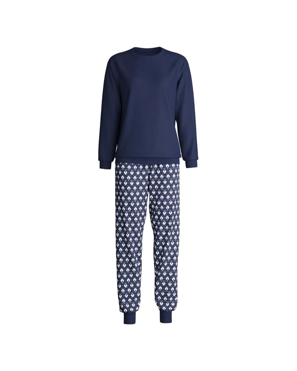 Calida Blue Patterned-Print Raglan-Sleeve Pajamas Set