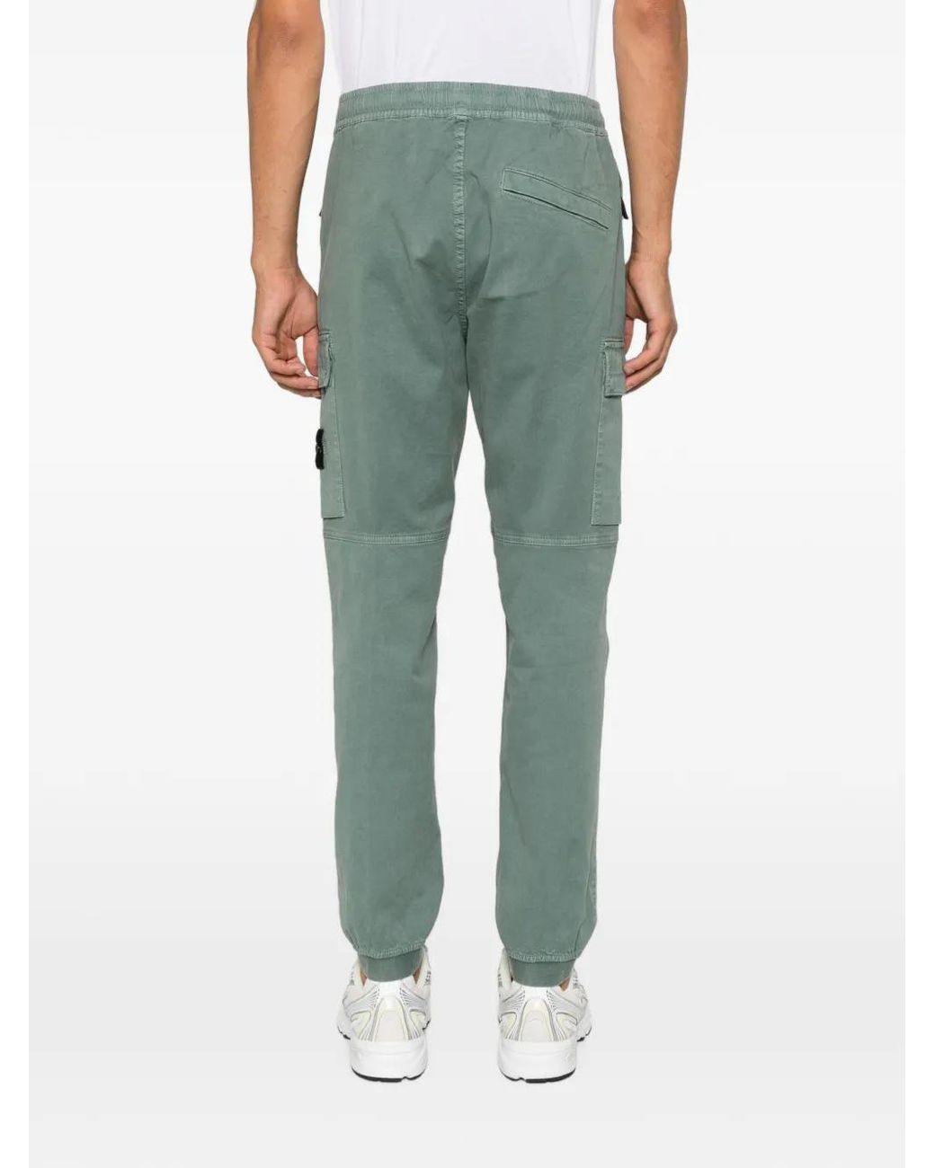Stone Island Green Pantalon Cargo À Patch Logo for men
