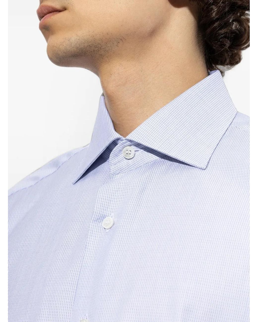 Brioni White Micro-Check Shirt for men