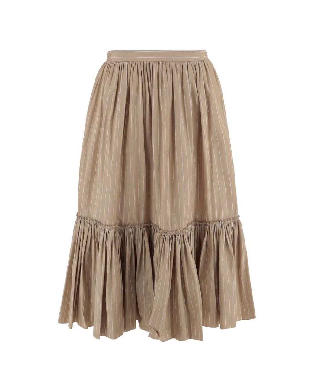 Jil Sander Natural Pinstripe Tiered Skirt
