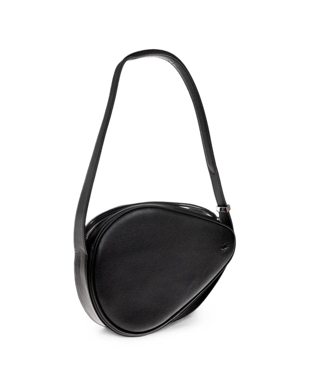 Lacoste Black Smash Court Racket-Shape Leather Shoulder Bag