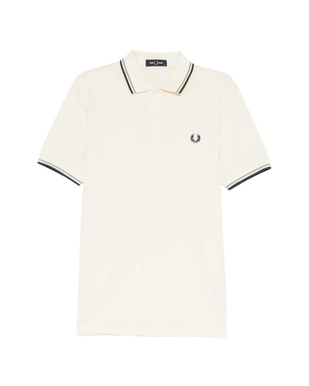 Fred Perry White Polo À Double Liseré for men