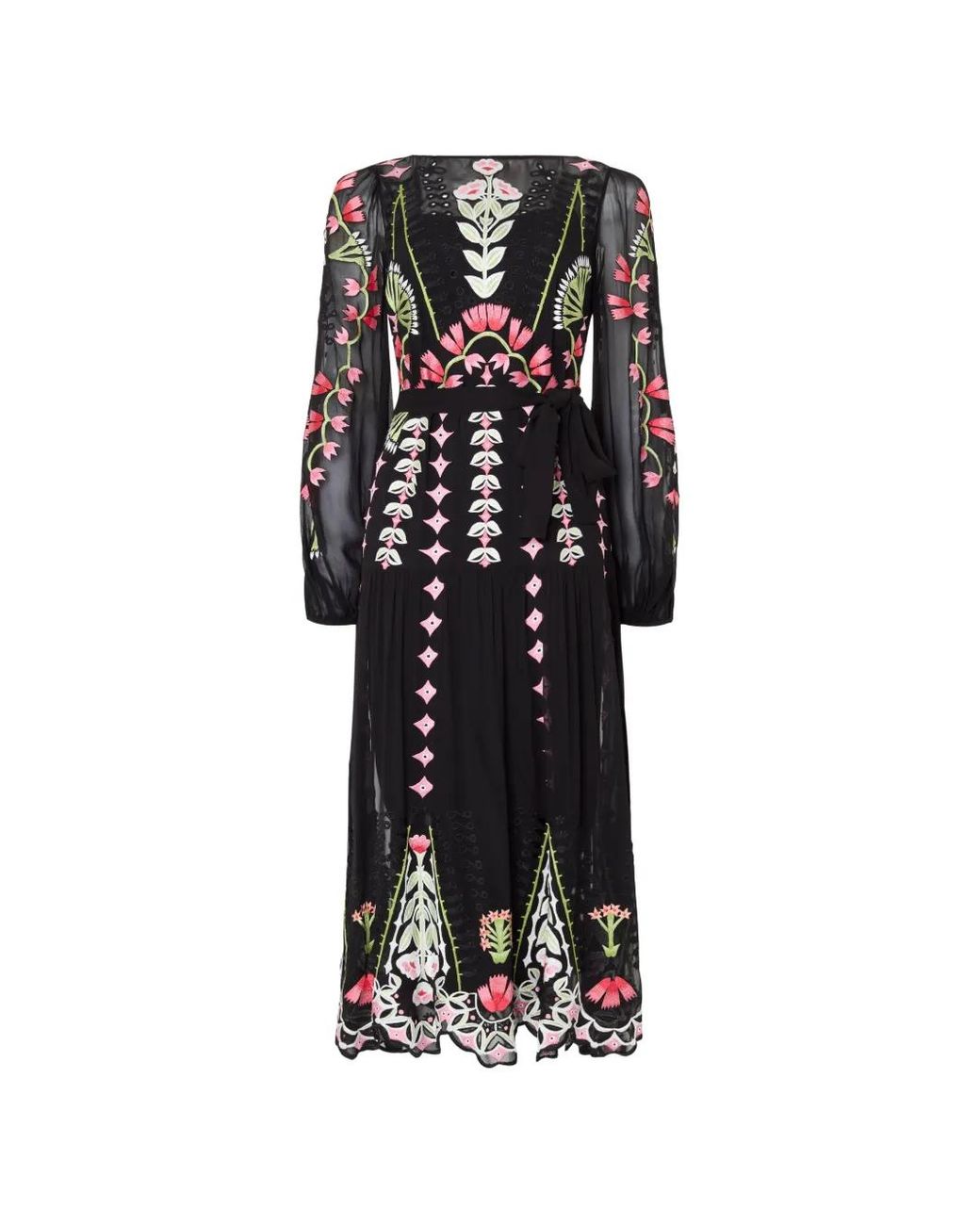 Temperley London Black Rosalba Embroidered Midi Dress