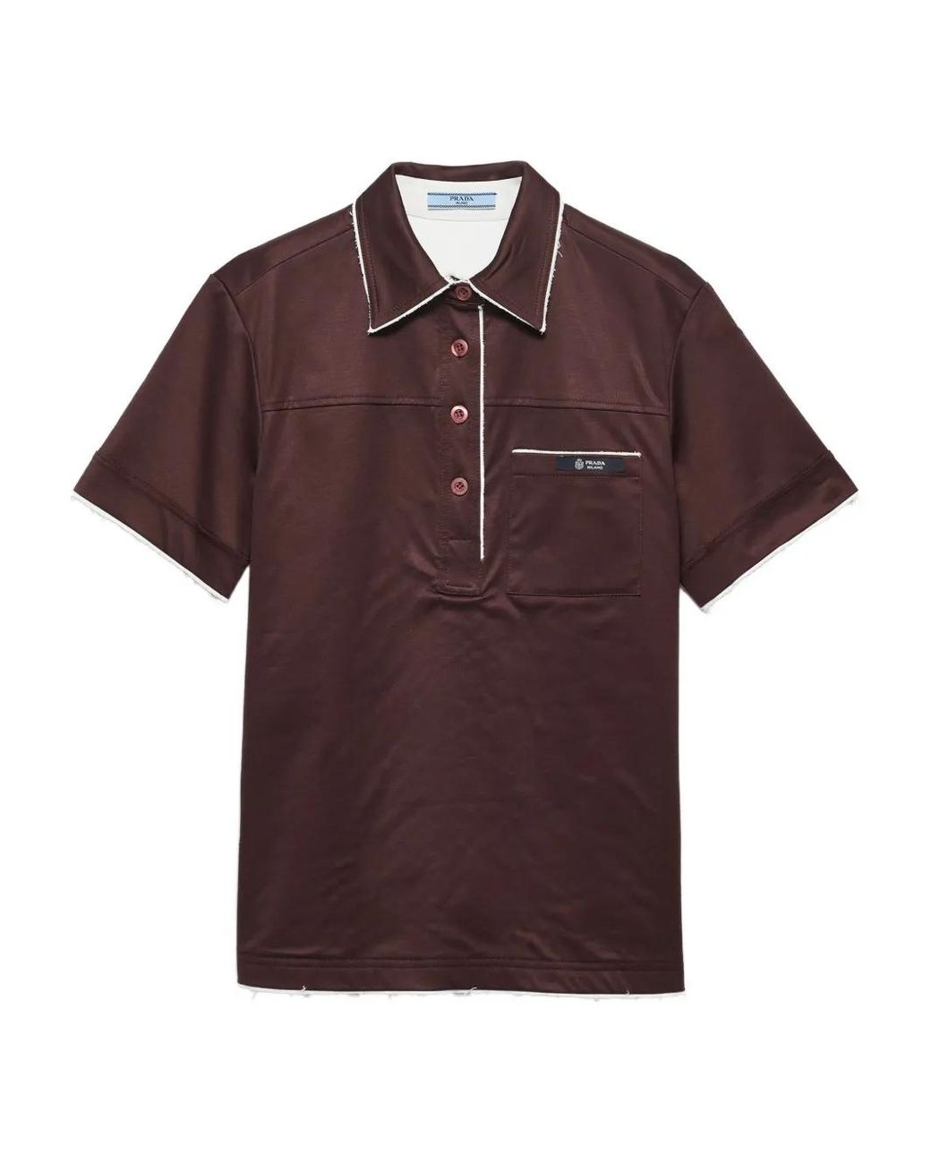 Prada Red Polo Lisle À Poche Plaquée Et Bords Francs