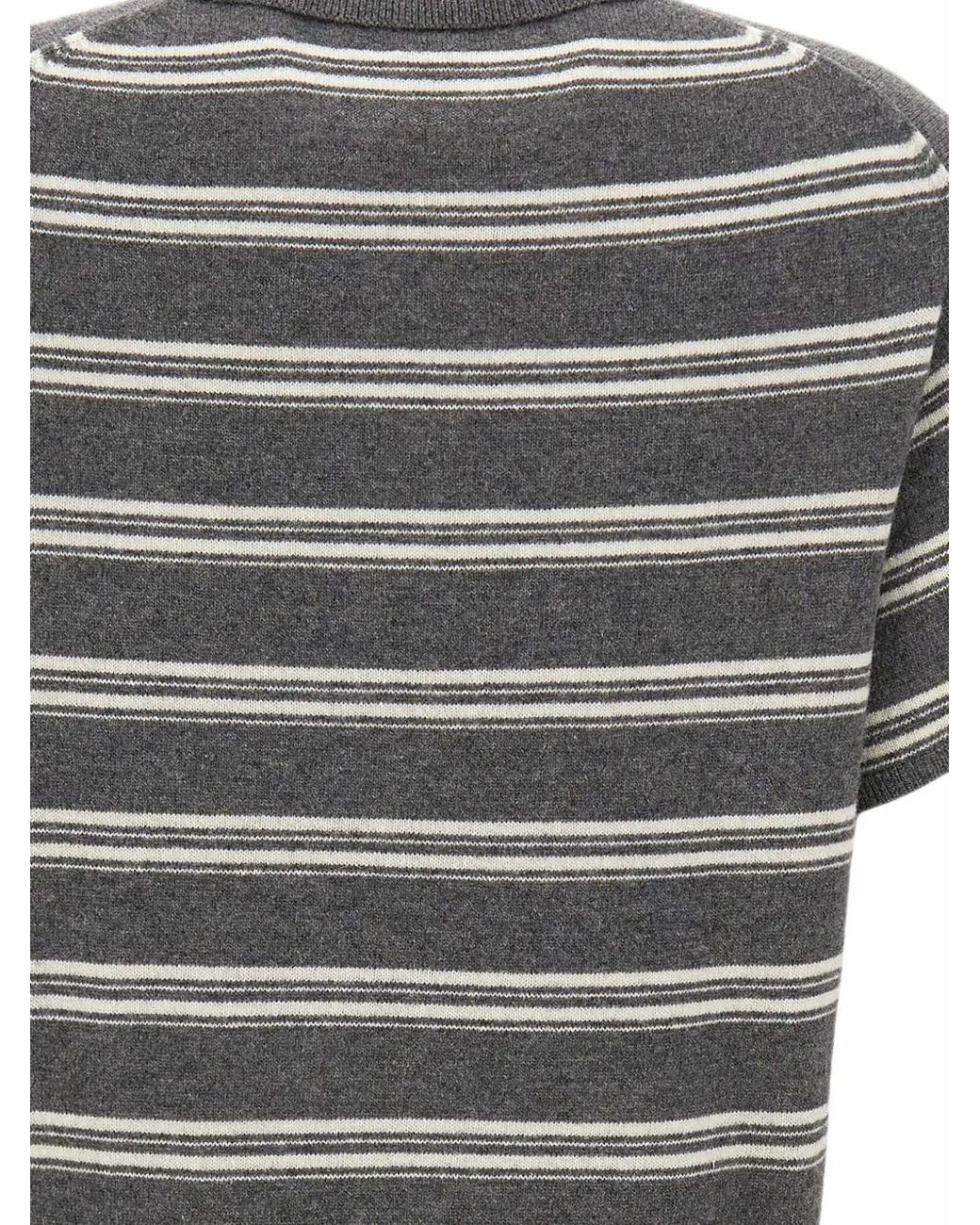 THE GARMENT Gray Striped Polo Shirt