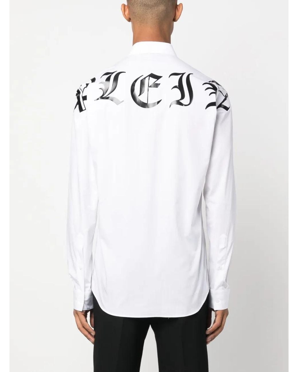 Philipp Plein White Sugar Daddy Logo-Print Shirt for men