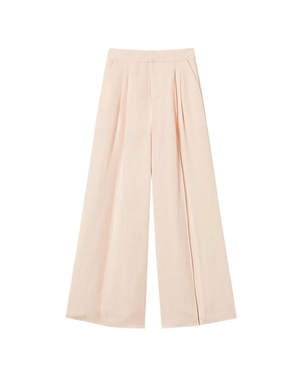 Twinset White Linen Blend Wide-Leg Trousers