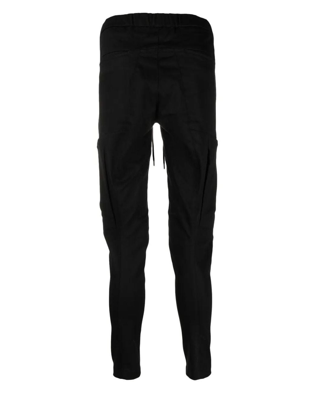 Attachment Black Drawstring-Waist Slim-Cut Trousers for men