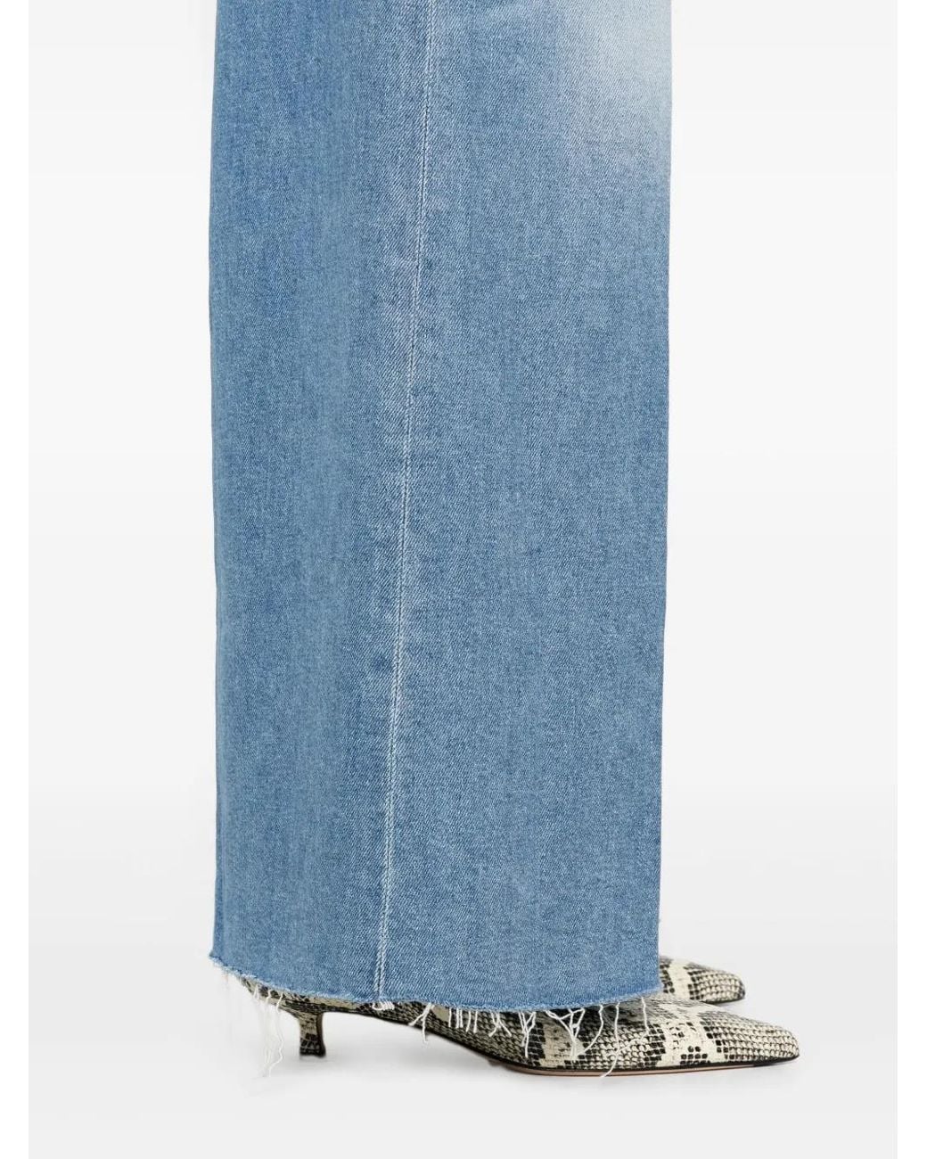 Mother Blue The Swisher Sneak Fray Jeans