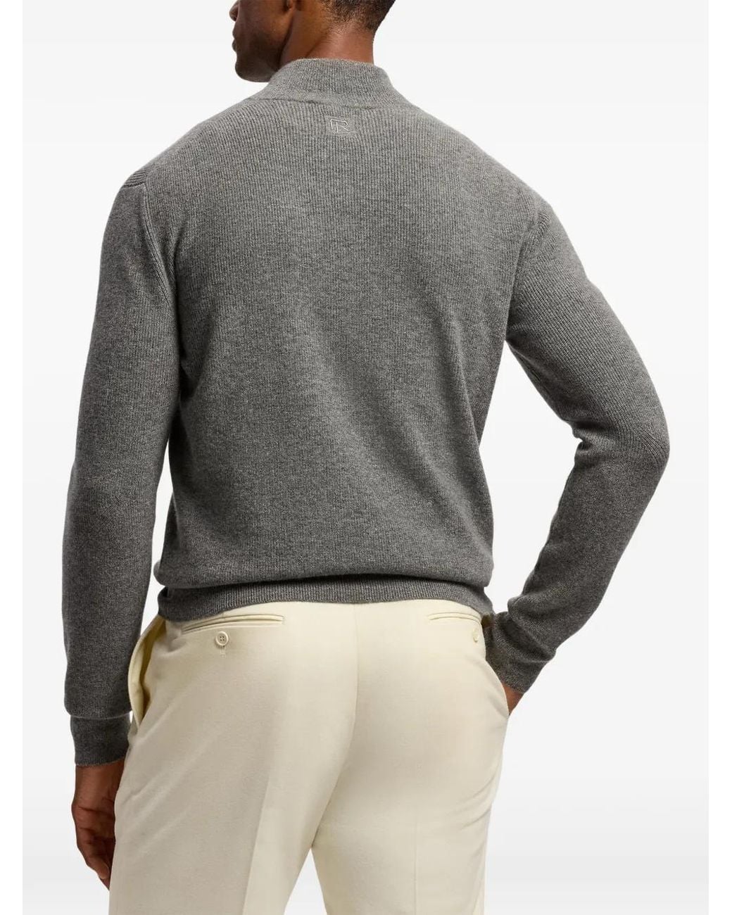 Ralph Lauren Gray Quarter-Zip Cashmere Sweater for men