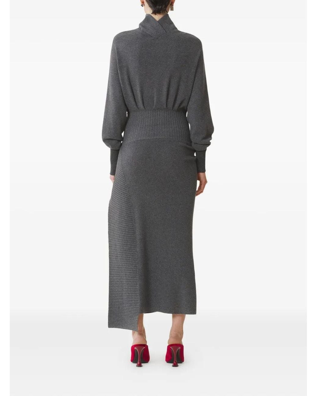 Lanvin Gray Asymmetrical Midi Dress
