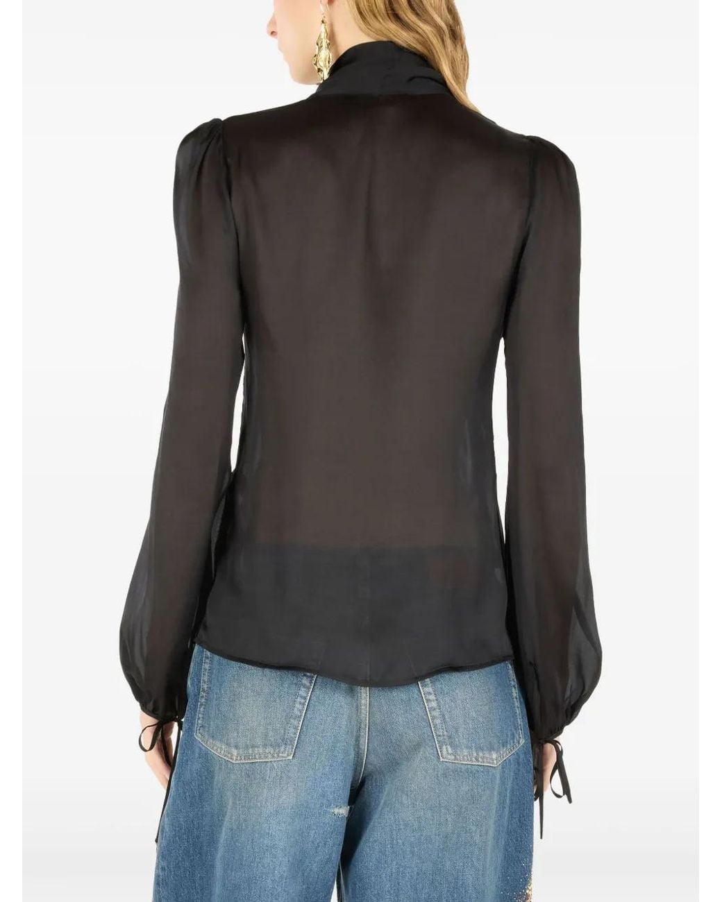 Roberto Cavalli Black Silk Blouse