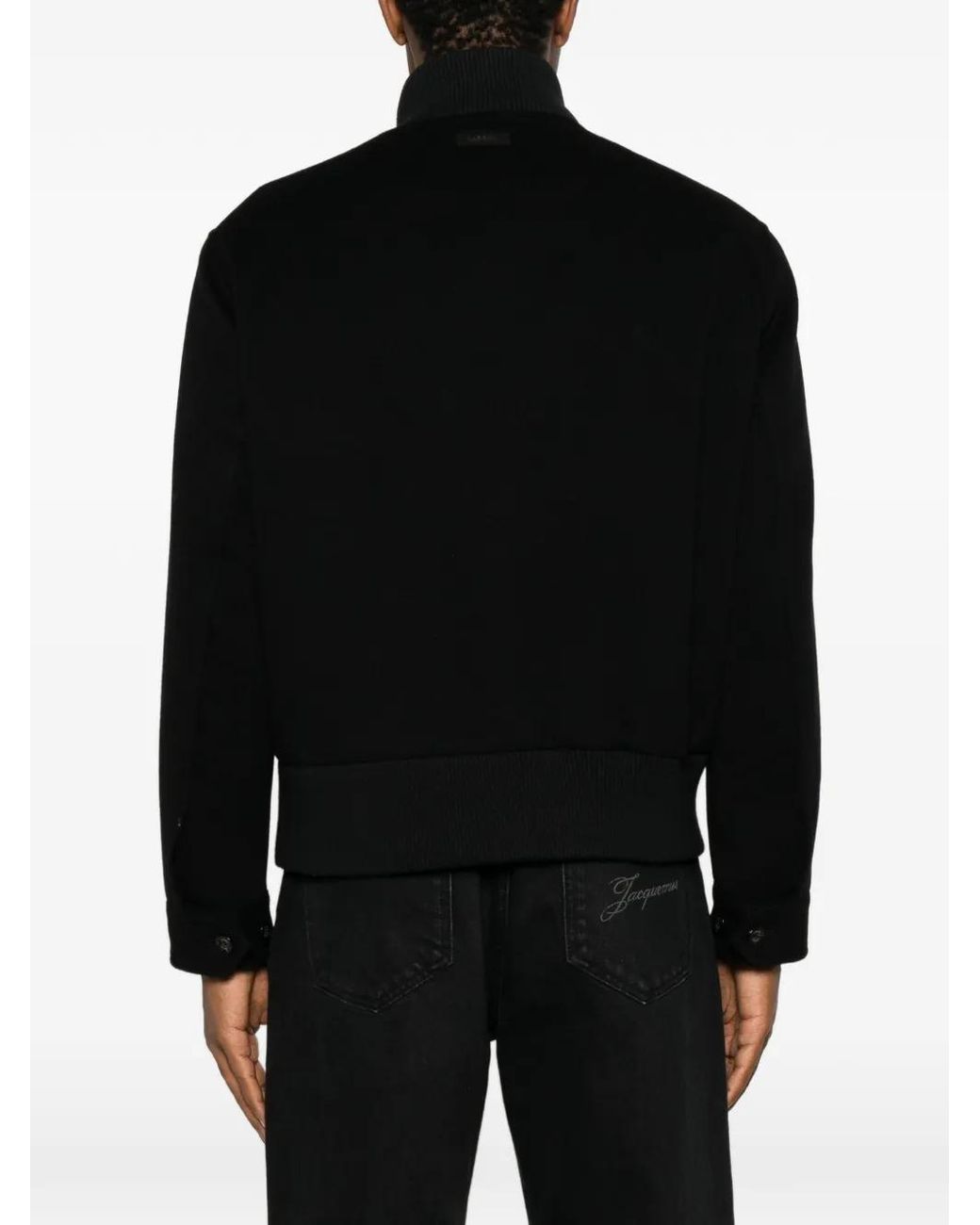 Lardini Black Button-Up Bomber Coat for men