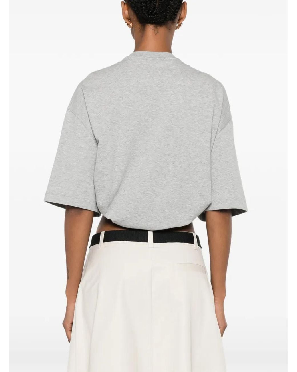 MERYLL ROGGE Gray T-Shirt Crop À Détail Noué