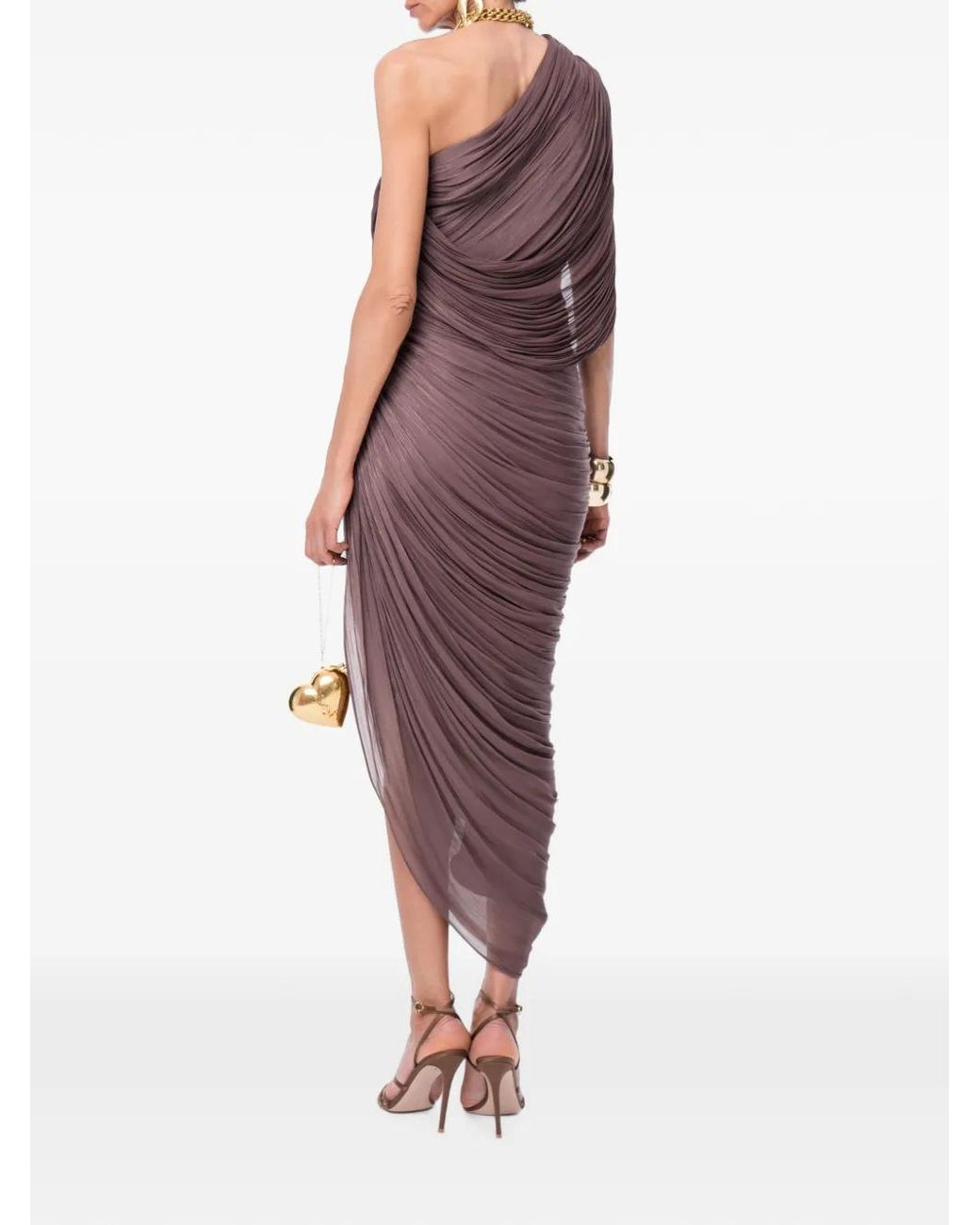 Ana Radu Purple Asymmetric Draped Midi Dress